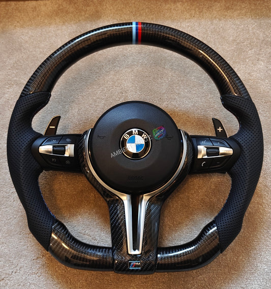 BMW M Sport Carbon Fibre & Leather Steering Wheel – Paddle Shifters - F SERIES